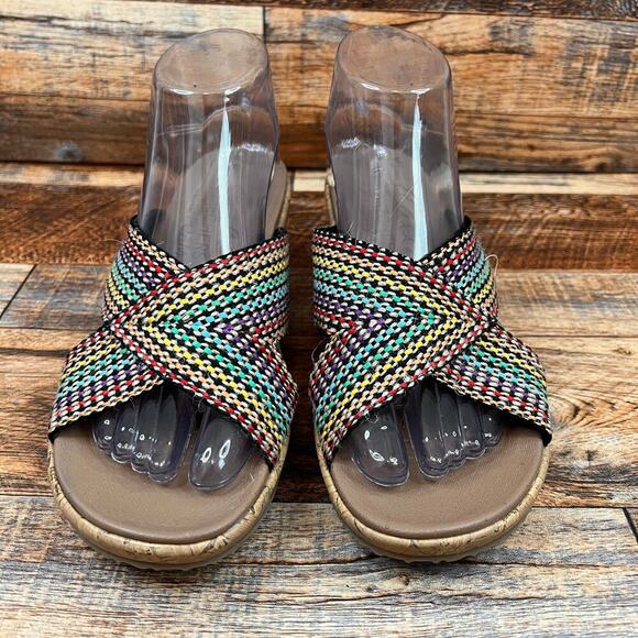 Skechers Beverlee Delighted Cork Wedge Sandal Women's 8.5 Strappy Rainbow Shoe - Picture 5 of 9